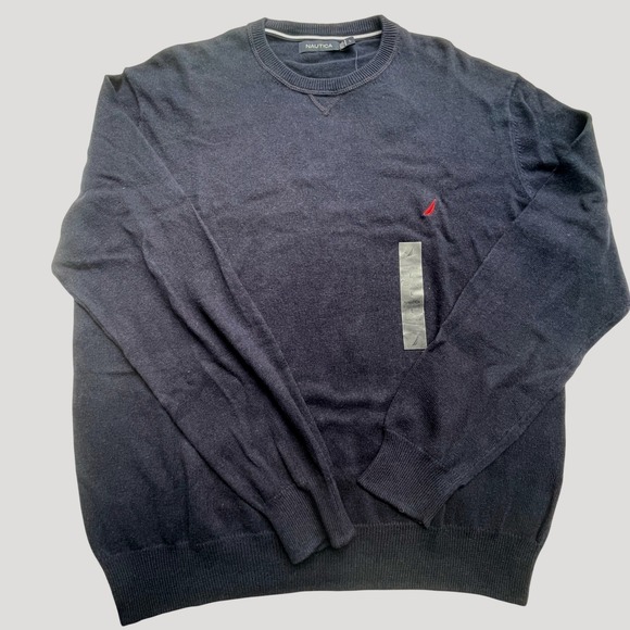 NWT NAUTICA Mens Large Cotton Cashmere Crew Neck Sweater Preppy Nautical Classic - Picture 9 of 9